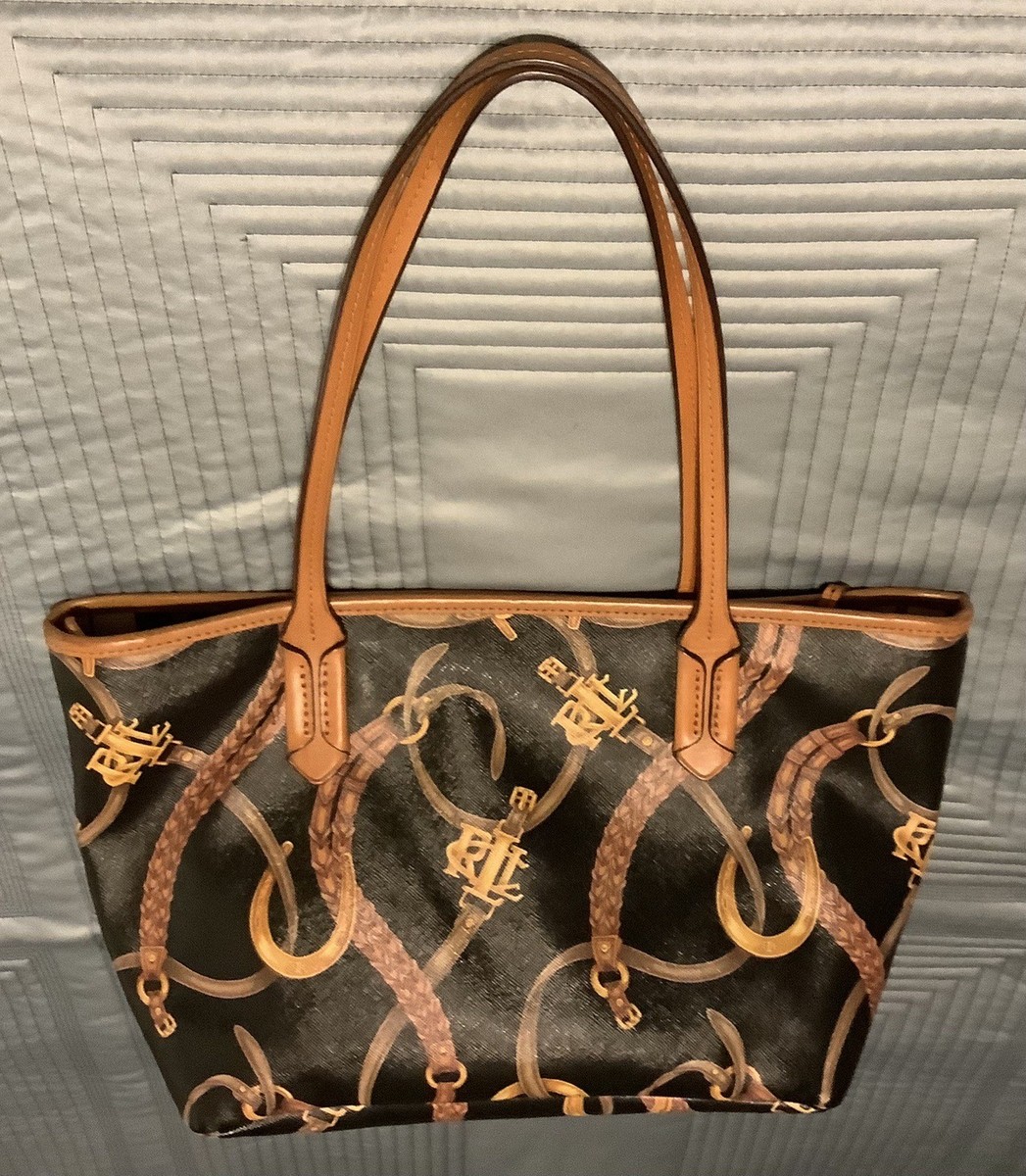 Ralph Lauren Belting-Print Caldwell Equestrian Devyn Tote Bag
