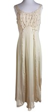 Kayser Womens Vtg 60s Ivory Nightgown Negligee Size 36 Embroidered Floral Yoke