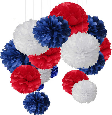 15er Set Pompoms Deko Bunt Seidenpapier Pompons für Hochzeit, Geburtstag, Party