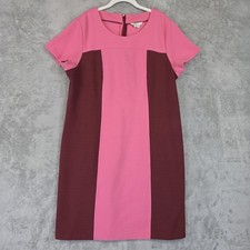 Boden Dress Womens 16 Tall Pink Burgundy Colorblock Knit Shift Short Sleeve