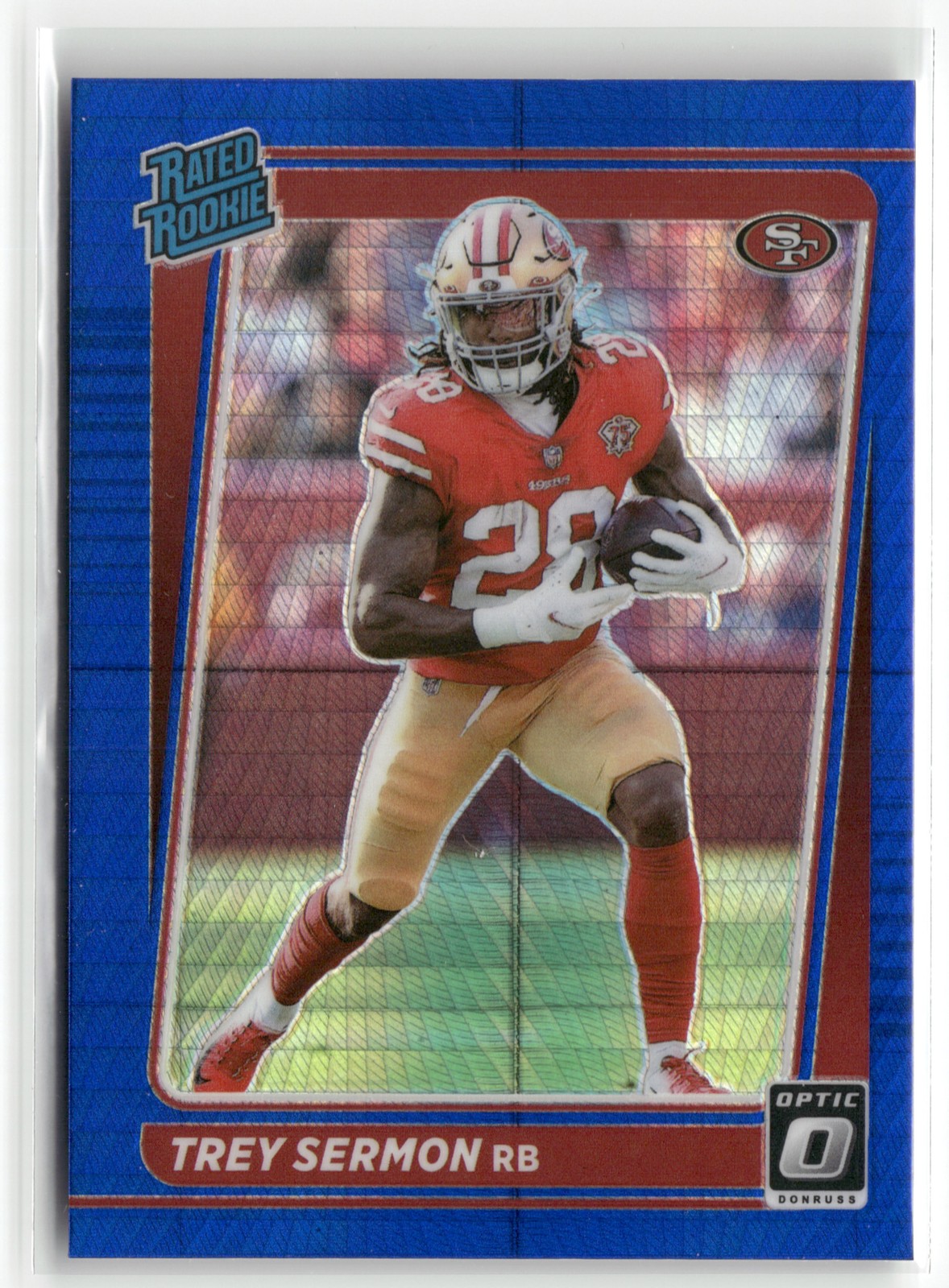 2021 Donruss Optic #224 Trey Sermon Blue Hyper