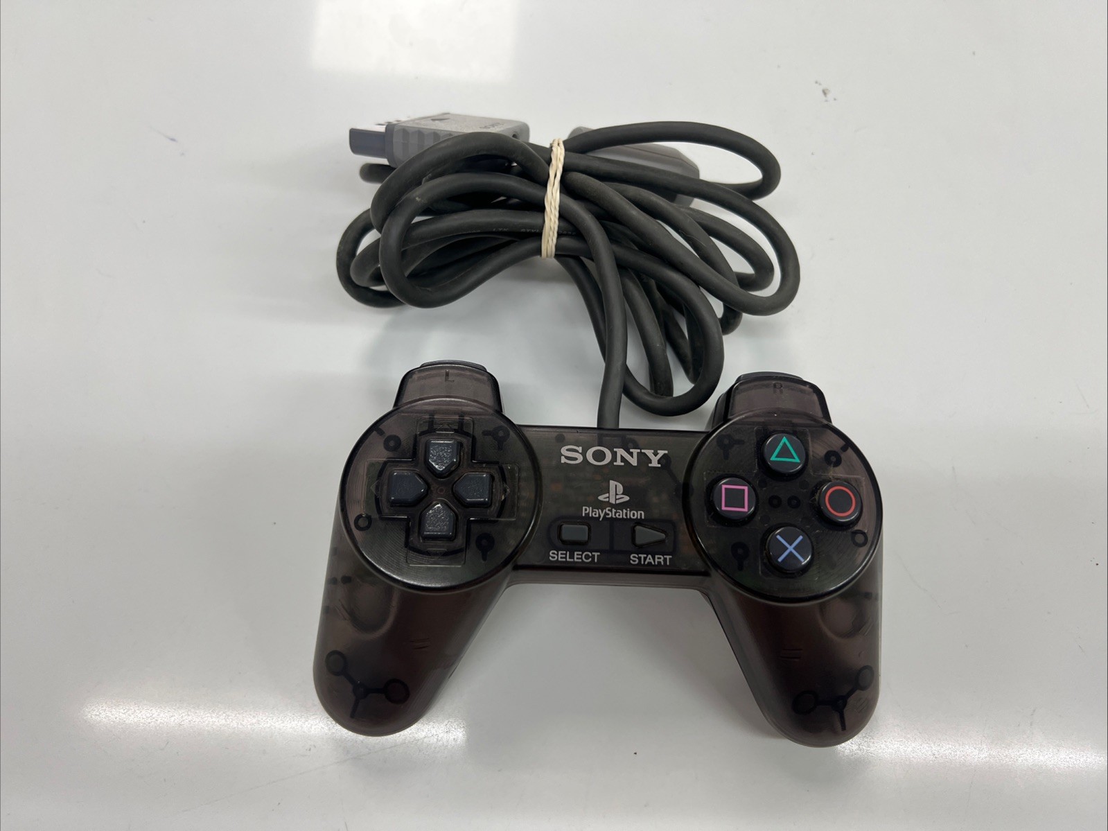 PlayStation 1 PS1 Wired Controller Clear Smoke SCPH-1080 Tested FREE SHIPPING