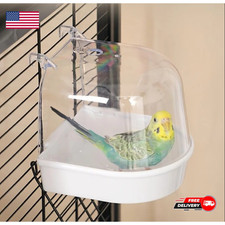 Bird Bath Tub For Pet Cage Hanging Bowl Parrots Parakeet Birdbath Small House US