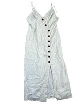 Urban Outfitters White Button-Down Linen Midi Dress