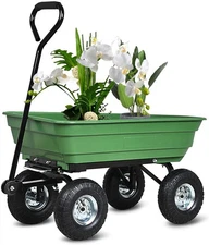 Poly Garden Wagon Dump Cart Heavy-duty Yard Carts and Wagons 220 lb Capacity 55L