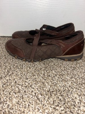 Skechers Bikers Get Up Mary Jane Shoes Casual Comfort Suede Brown Women 6