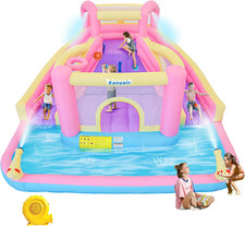 Inflatable Water Slide Bounce House for Kids, 12.1 FT X 10.3 FT Small Water Park