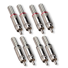 RCA Connector Solder, Besmelody 4-Pair RCA Male Plug Screws Soldering Audio Vide