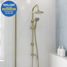 Round Shower Riser Kit Brass Dual Shower Heads Adjustable Overhead Bathroom