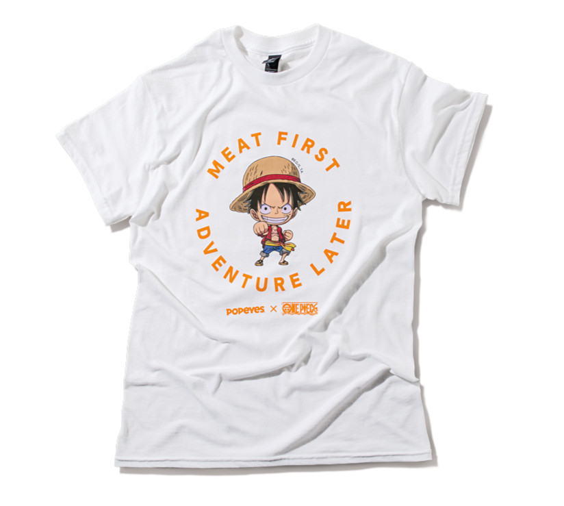 Popeyes x One Piece Luffy T-Shirt Size Medium Limited Edition Sold Out IN HAND