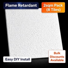 Polystyrene Ceiling Tiles 50cm x 50cm Decorative Panels Cover Artex DIY 2 Sqm