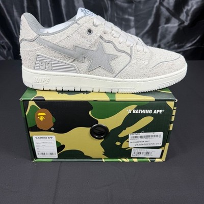 A Bathing Ape BAPE SK8 Sta Gray Hairy Suede Sneakers 1K80191312 Mens Size 9