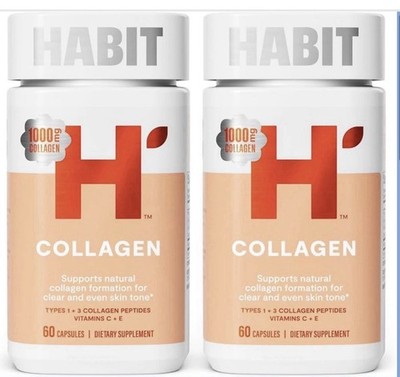 Health By Habit Collagen Supplement, Collagen Peptides 2000mg , 60 Capsules 2pk