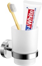 Wall Mount Toothbrush Holder with Frosted Glass Cup, Toothbrushes Toothpaste