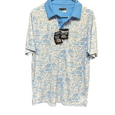 PGA Tour Pro Series Mens Medium Blue White Leaf Golf Polo NWT PVKSC028MM