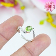 Peridot Gemstone 925 Sterling Silver Ring Handmade Jewelry Gift For Valentine