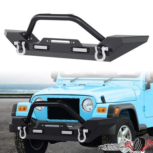 Rock Crawler Front Bumper Winch Plate w/ D-Rings For 87-06 Jeep Wrangler TJ YJ - Picture 1 of 18