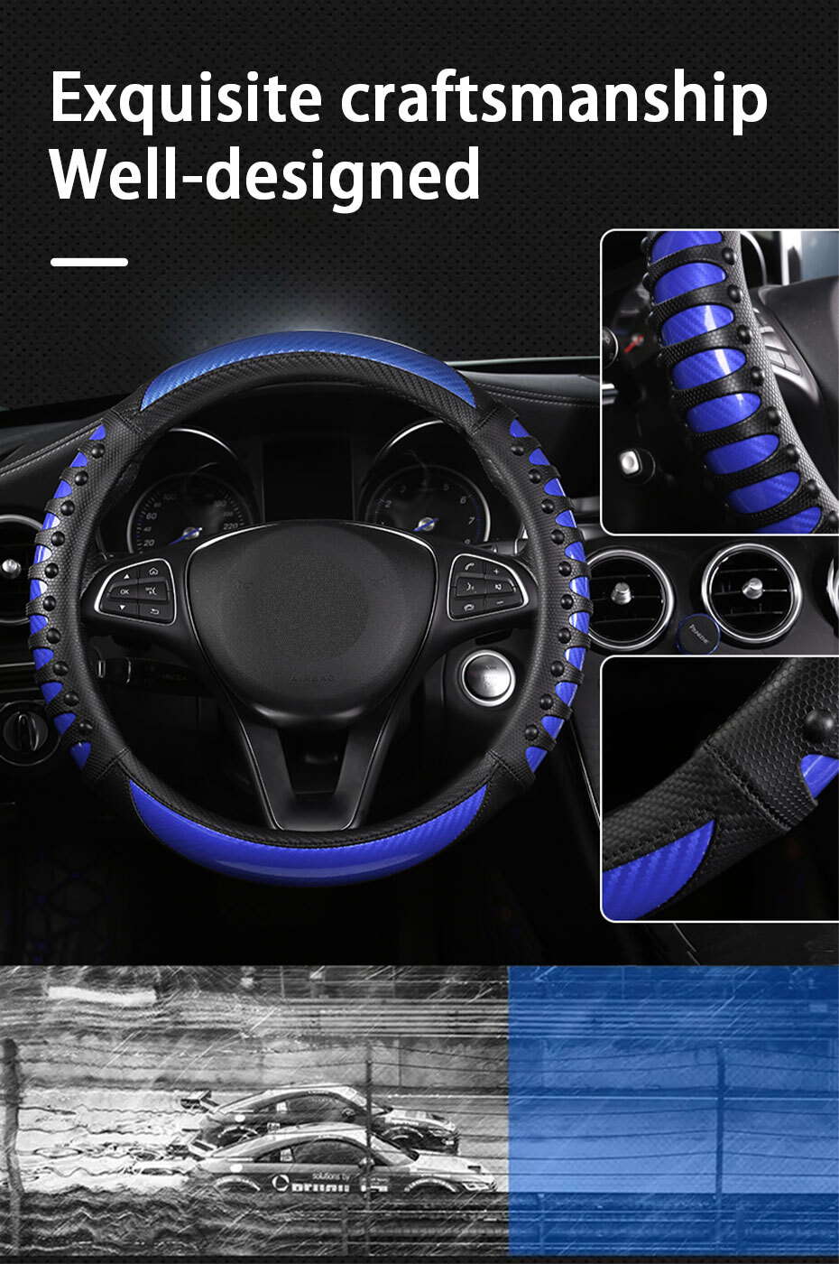 Racing Sport Steering Wheel Cover Car Accessories Leather Wearproof