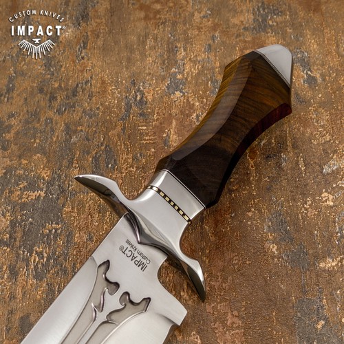IMPACT CUTLERY CUSTOM ART FULLER HEAVY DUTY ART BOWIE KNIFE WENGE WOOD HANDLE - Picture 15 of 19