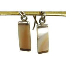 BOMA 925 MOP Earrings Hook Drop Dangle Sterling Silver Vintage Patina