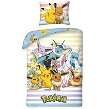Pokemon Single Duvet Cover Set 100 Cotton Pikachu Children's Reversible Bedding
