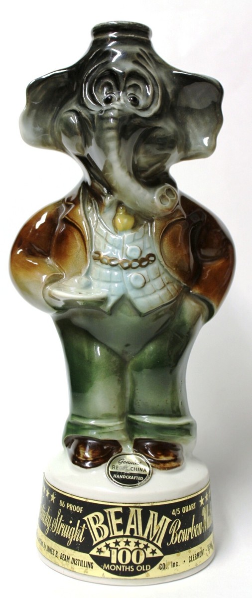 Vintage 1960 Jim Beam Whiskey Decanter Republican Party Elephant