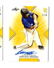 2021 SANTIAGO ORDONEZ LEAF PERFECT GAME AUTO YELLOW PARALLEL ROOKIE #5/20  NEW