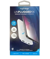NEW myCharge Unplugged 5K Wireless Charger + Power Bank White 5000 mAh