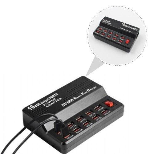 USB 10 Ports Smart Charging Adapter USB Charging Station with AU Plug Black - 第 12/12 張圖片