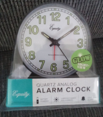 Equity 14077 Glow Night View Battery Powered Analog Quartz Alarm Clock