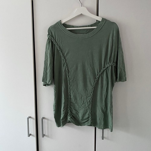 T-shirt Free People Moonlit Midi taglia XS esercito intrecciata manica corta casual - Foto 5 di 12