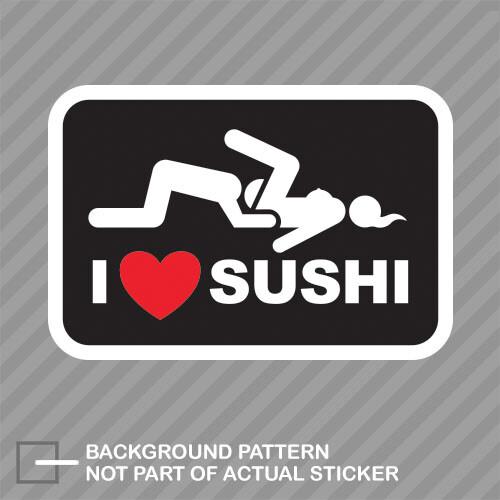 2-Pack I Love Sushi Hard Hat Stickers - 2.5 Inch Vinyl Decals For Helmets