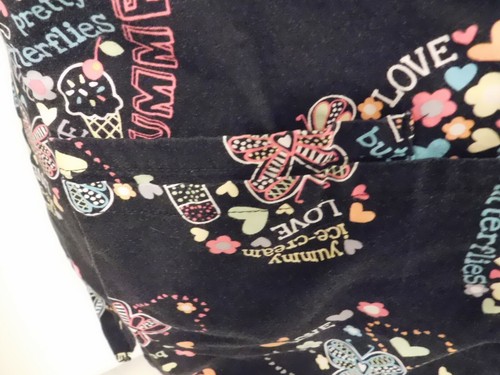 Womens Size XL SB Scrubs Black Summer Butterflies Heart Love Ice Cream Scrub Top - Picture 3 of 9