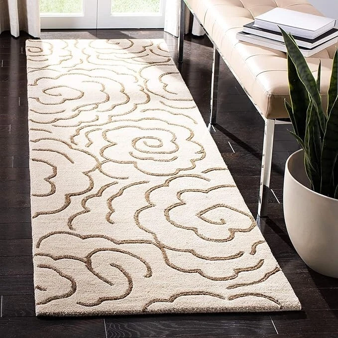 New Hand Tufted Rug Handmade IVORY Design Carpet For Living Room Bedroom, rug - Image 3 of 4