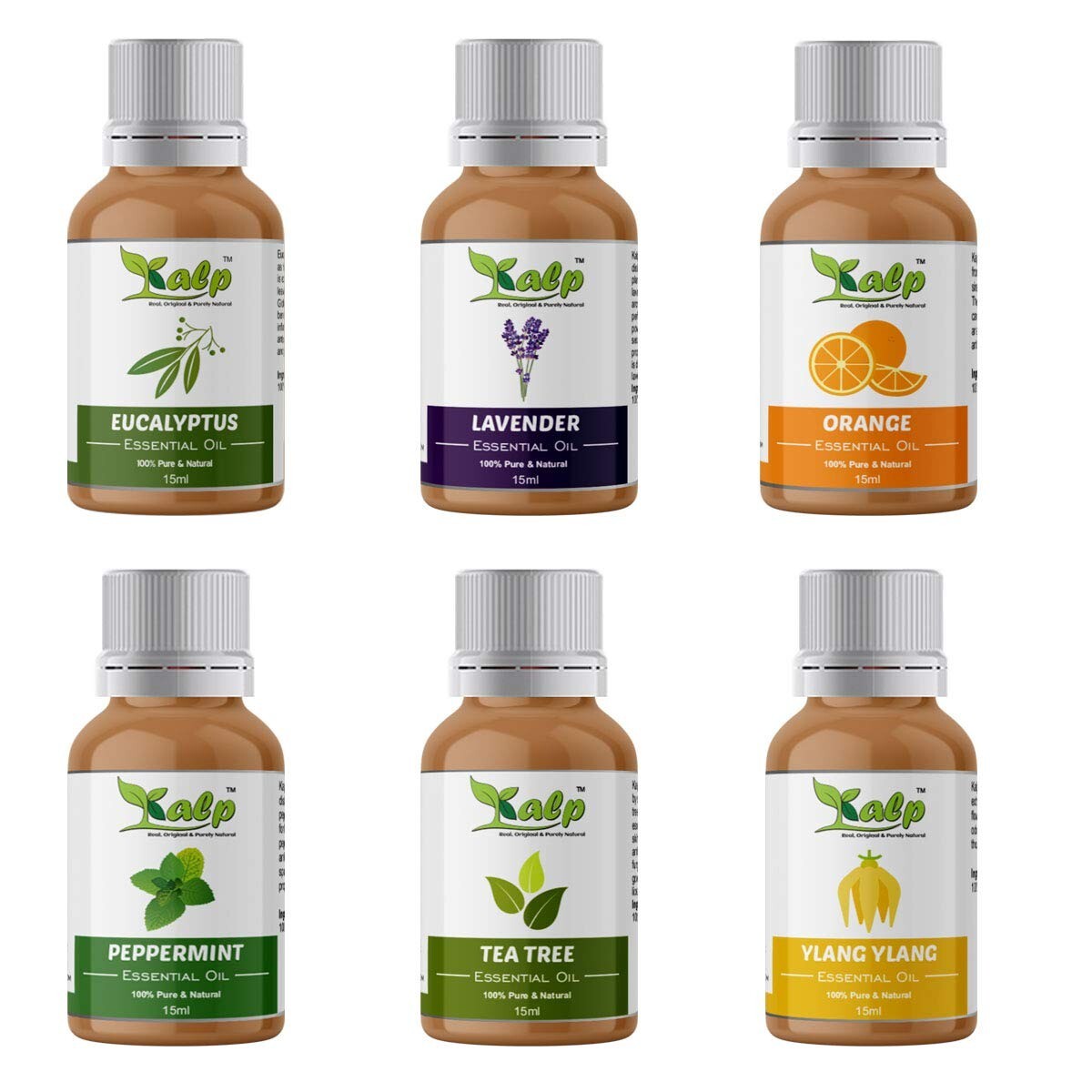 Paquete de 6 aceites esenciales-15 ml CADA ÁRBOL DE TÉ, LAVANDA, EUCALIPTO, N...