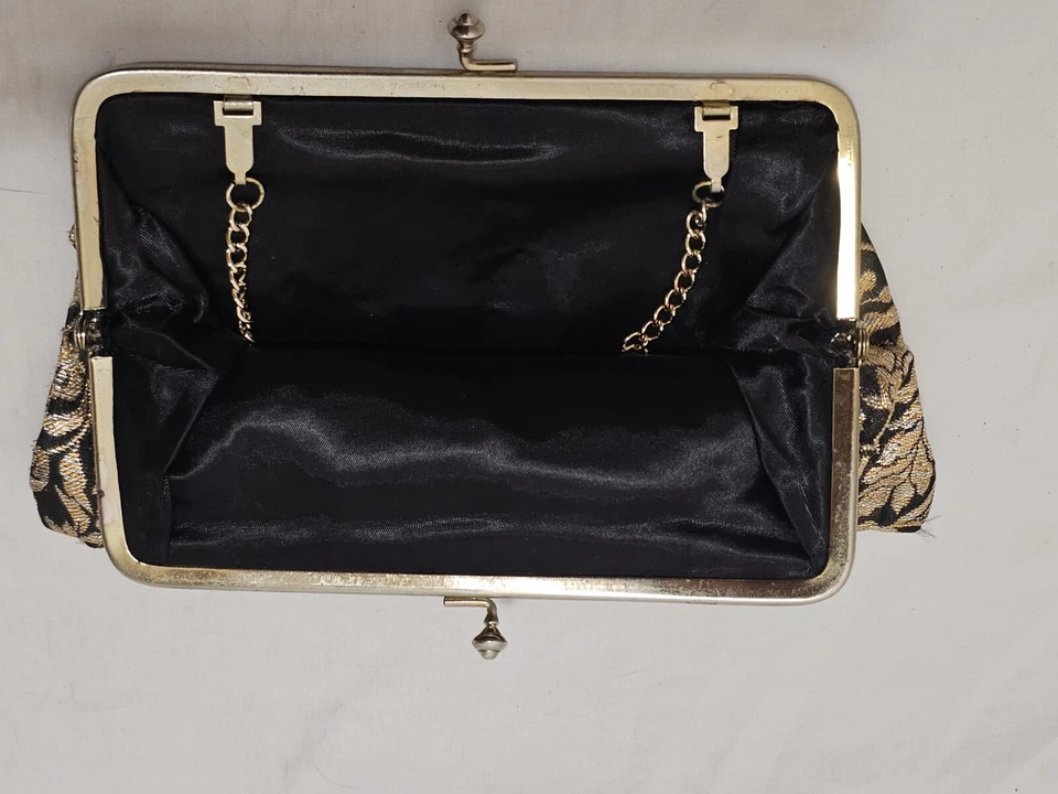 Hermosa Cartera Bolso Brocado Seda Europea Antigua 10" x 6" Foto 4 de 4