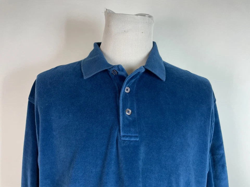 复古 Norm Thompson 丝绒 Polo 毛衣男式 XL 码 80 年代/90 年代垃圾 — 第 2/4 张图片