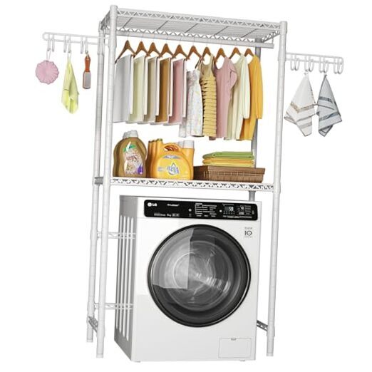 U12 Over Washer and Dryer Storage Shelves, Laundry Room Storage Rack for White