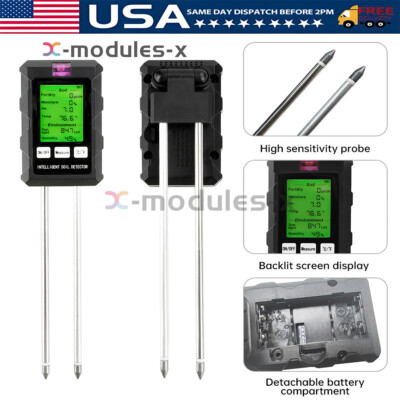 6 in 1 Digital Soil PH Meter Moisture Monitor Temperature Sunlight Tester NEW