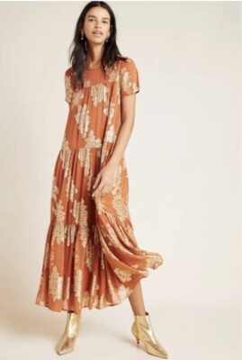 gold leaf dress anthropologie Long Allover Sequin Dress by Elizabeth K GL2581 – ABC Fashion main image 0