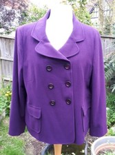 New Ladies Artigiano Purple Blackcurrant Wool Cashmere Short Coat Size Uk 24