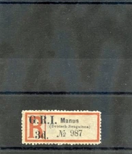 NEW BRITAIN Sc 48(SG 39)**F-VF NH 1914 3d ON GERMAN REGISTRY LABEL, MANUS, $1500