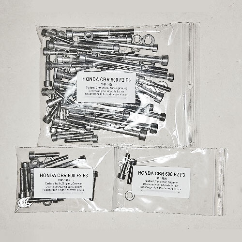 Vis Allen carter CBR 600 F2 F3 anti-corrosion inox de 1991-1998