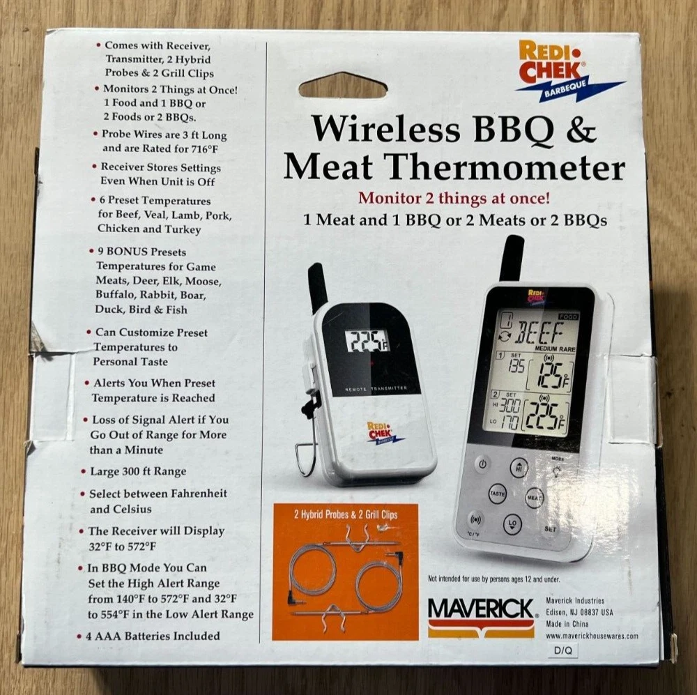 Maverick Meat Thermometer ET-733 Wireless BBQ - Silver Good Condition