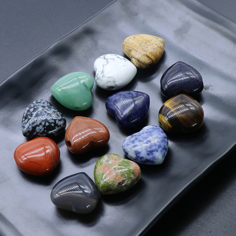 10Pcs 25x25x13mm Blue Sand Stone Love Heart Horizontal Holes Beads
