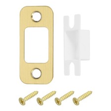 2 Sets 57mm x 25.5mm Stainless Steel Deadbolt Strike Plate, Fillet Angle, Gold