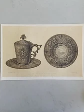 Antique Victorian Design Print – 1852 Silver Chocolate Cup by Lebrun of Paris