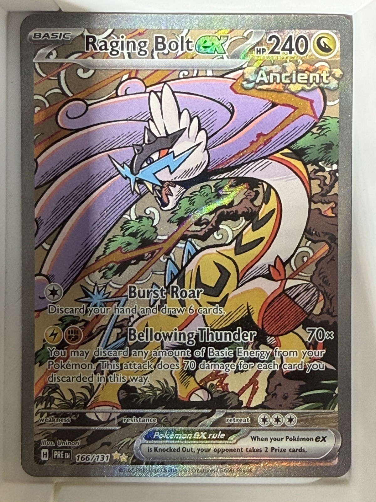 Pokémon TCG Prismatic Evolutions Sir Raging Bolt EX 166/131 NM/Mint Condition