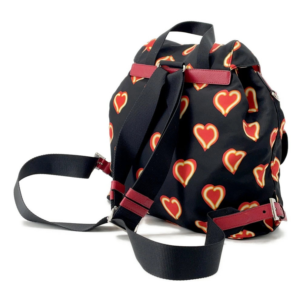 Prada Backpack Heart Pattern Nylon Black 1BZ006 B… - image 2