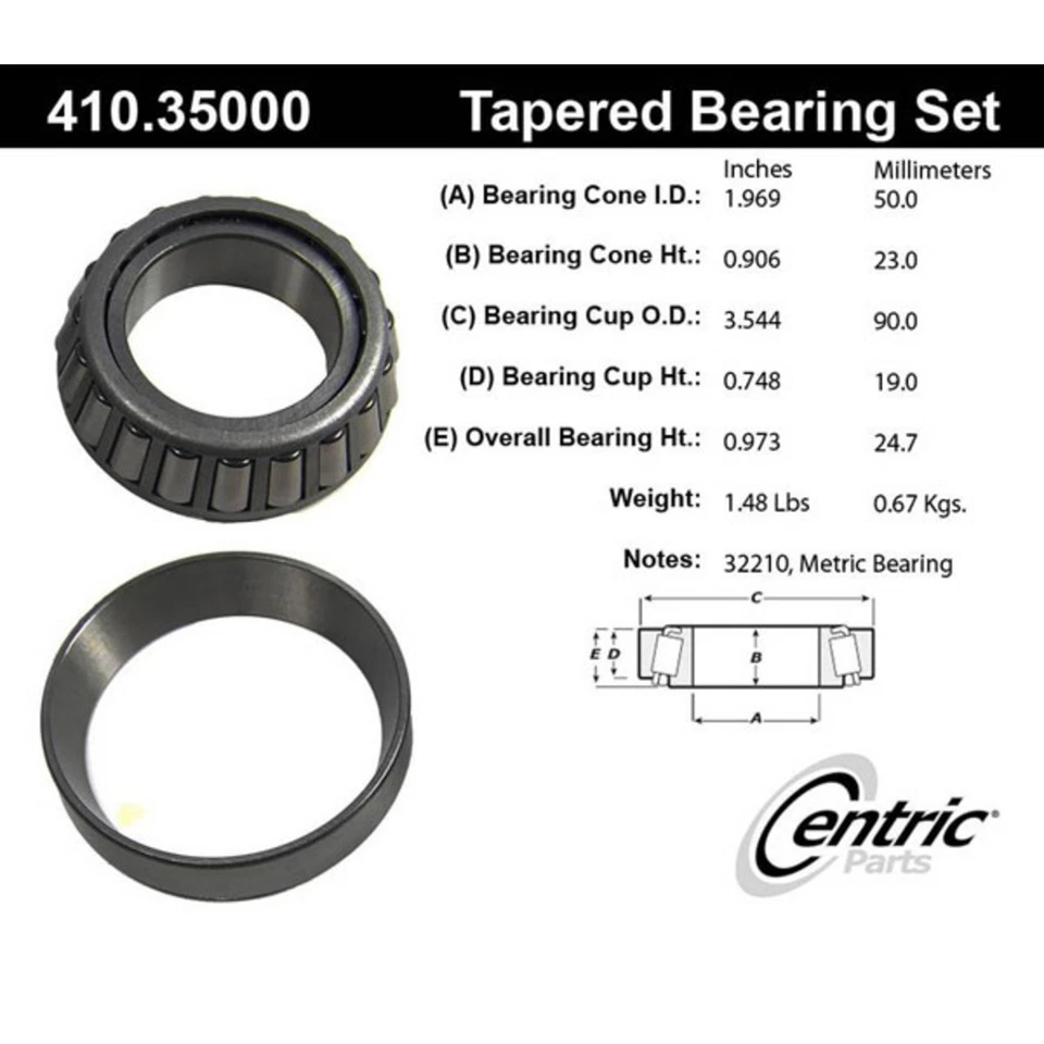 410.35000E Centric Wheel Bearing Front or Rear Inner Interior Inside for Chevy - Image 2 of 2